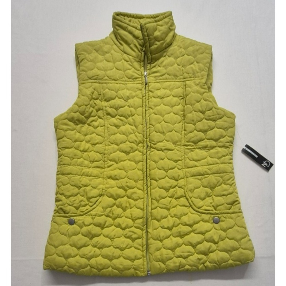 NWT New Direction women's pea green full zip puffer vest sz. S‎ pockets